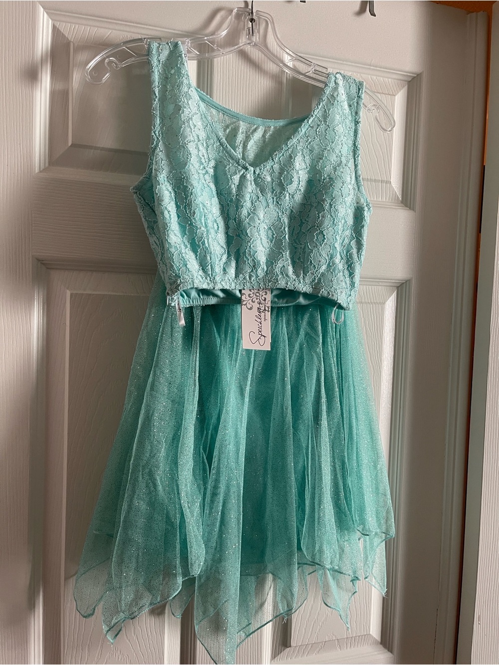Mint Green Lace Evening Fabric with Gold Threading